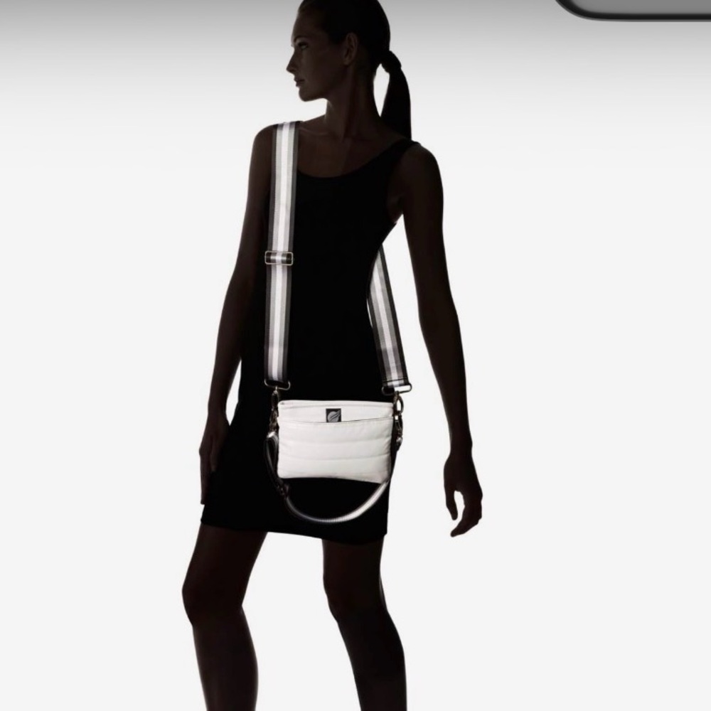 Think ROYLN shiny white BUM bag nwot
